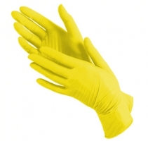 Перчатки нитриловые неопудренные желтого цвета М /50 пар